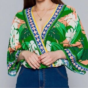 Free market by flying tomato tropical crossover blouse